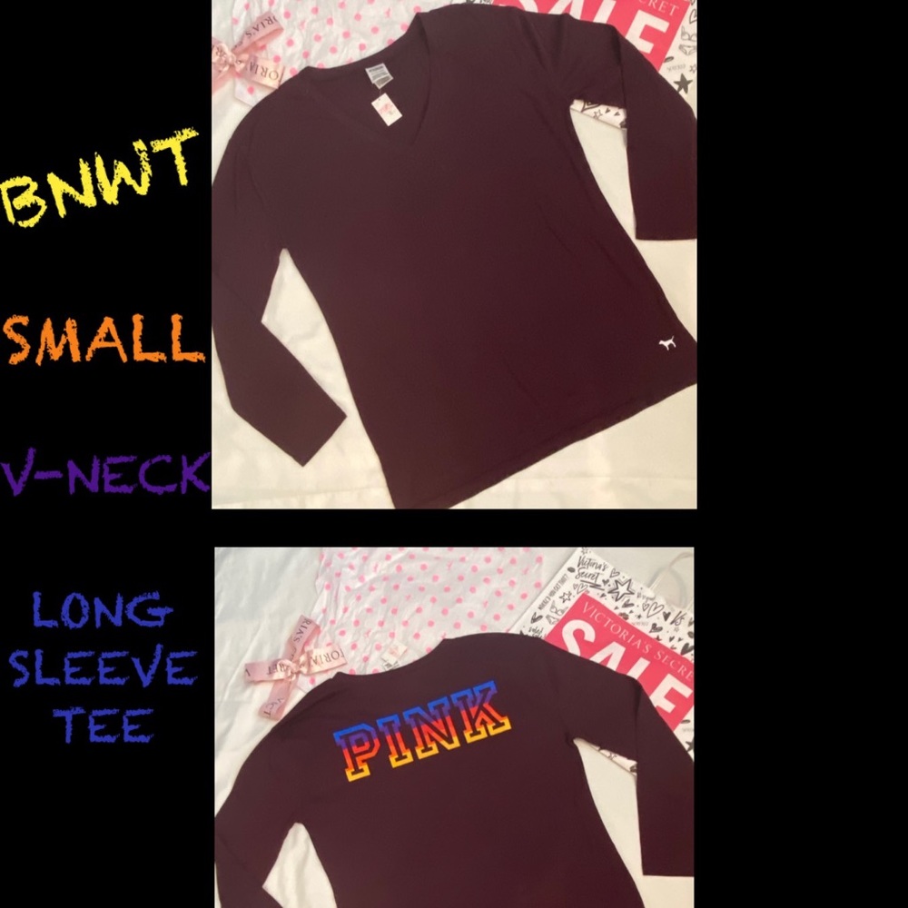 ❣️NWT❣️Vs PINK long sleeve v-neck campus tee (small)